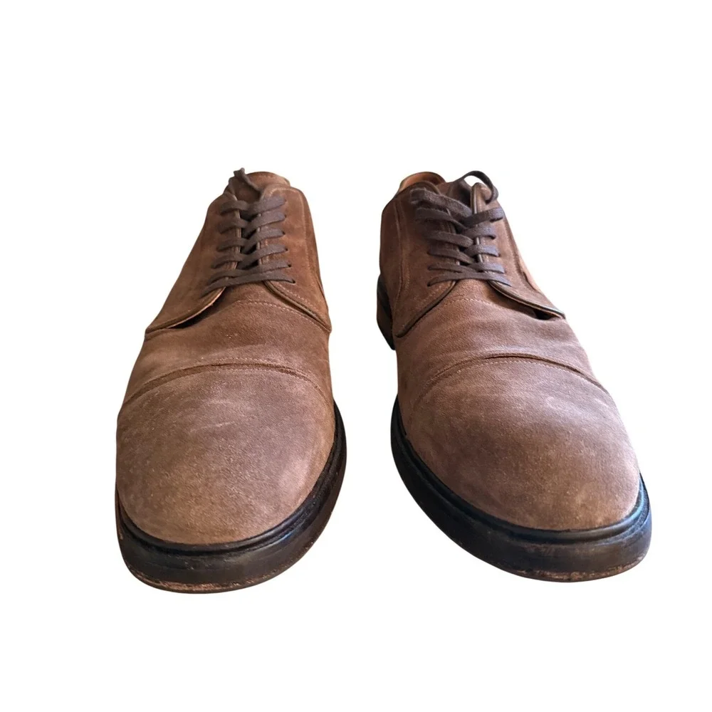 John Varvatos USA Suede Cap Toe Oxford Shoes Men 12 Brown Lace Up Italy Wingtip